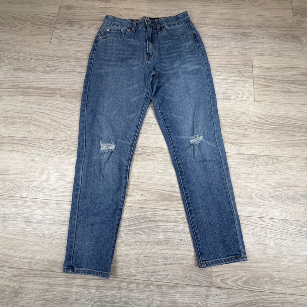Levis SilverTab Mini Mom Jeans‎ Kids Size 14 Regular Medium Wash Distressed Blue